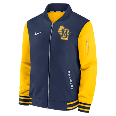 ジャケット・アウター NIKE MLB BREWERS TEAM nylonpullover Milwaukee Brewers Authentic Collection Dugout Men's Nike MLB Full